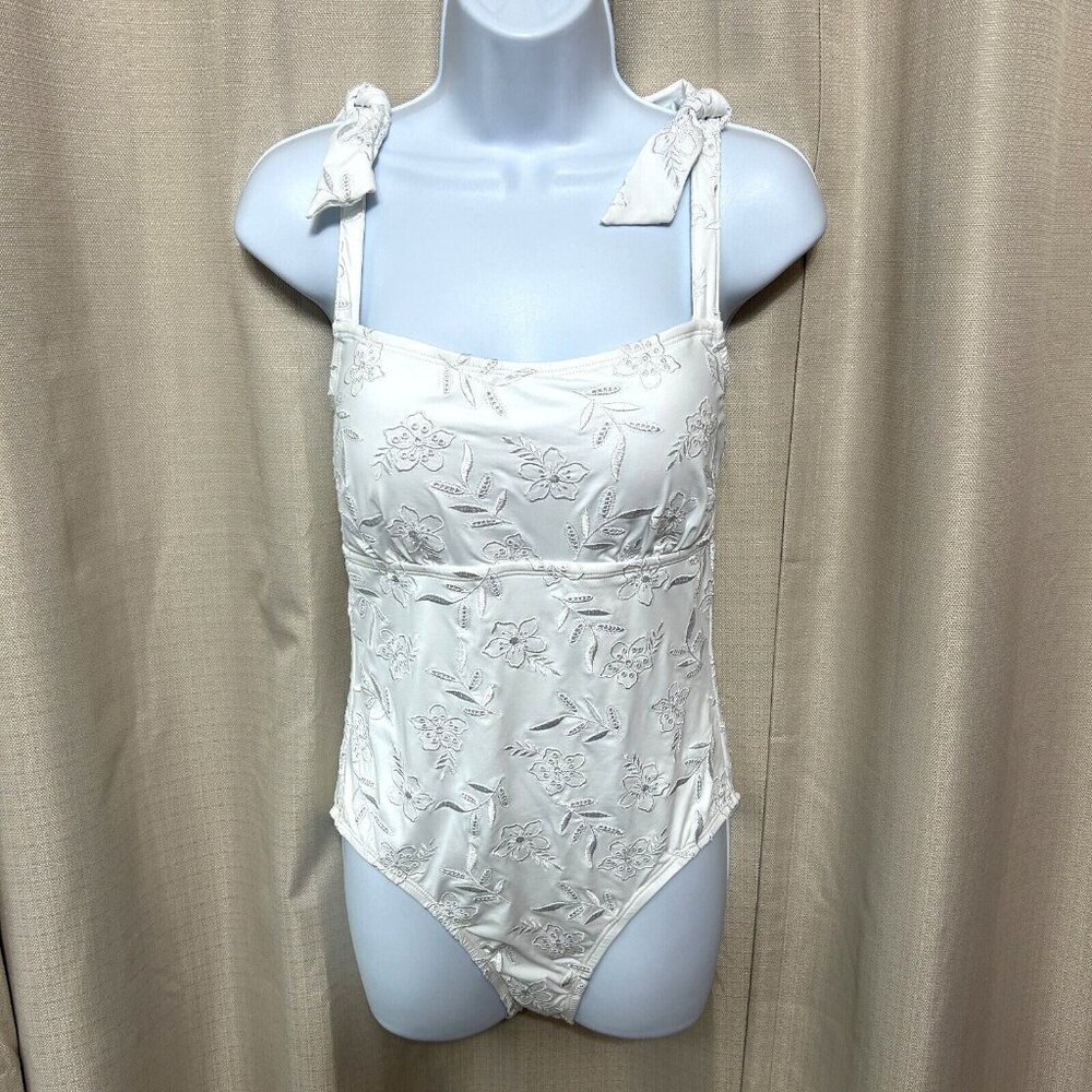 Tommy Bahama Eyelet Hideaway Square Neck One Piece Swimsuit Women's Size 12 NWT